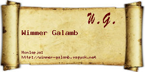 Wimmer Galamb névjegykártya